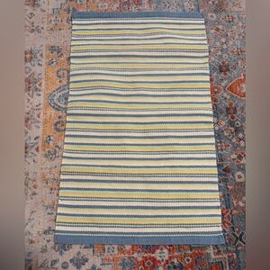 Blue and yellow cotton small rug